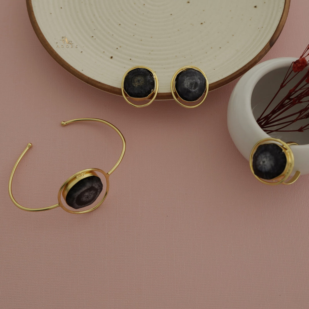 Seona Solar Agate Combo - Bracelet + Studs + Ring