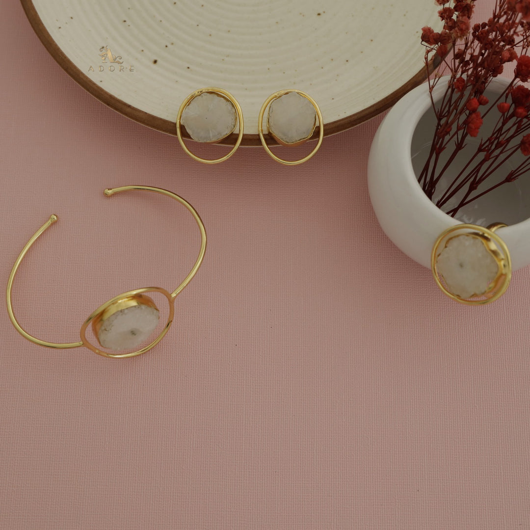 Seona Solar Agate Combo - Bracelet + Studs + Ring