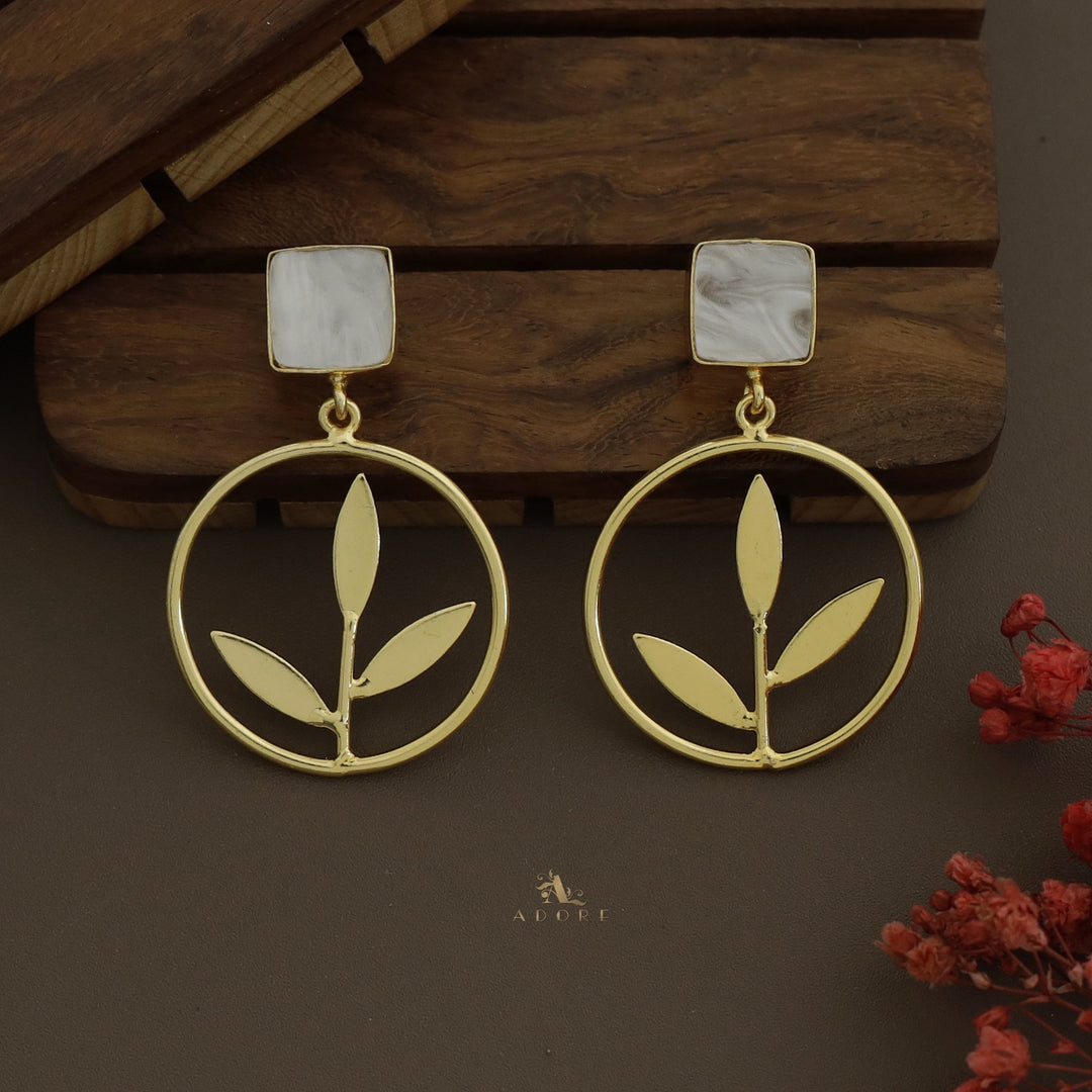 Rutula Glossy Square Leafy Hoop Earring