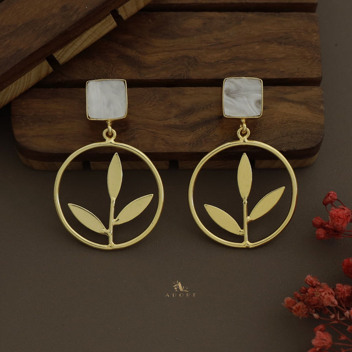 Rutula Glossy Square Leafy Hoop Earring