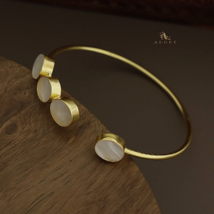 Golden 4 Oval MOP Front Open Bangle