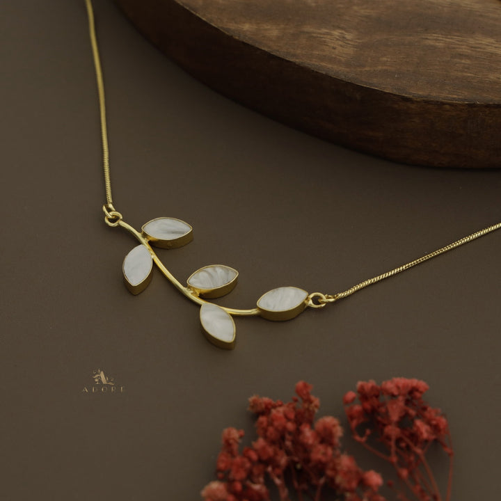 Golden Adira MOP Leafy Neckpiece
