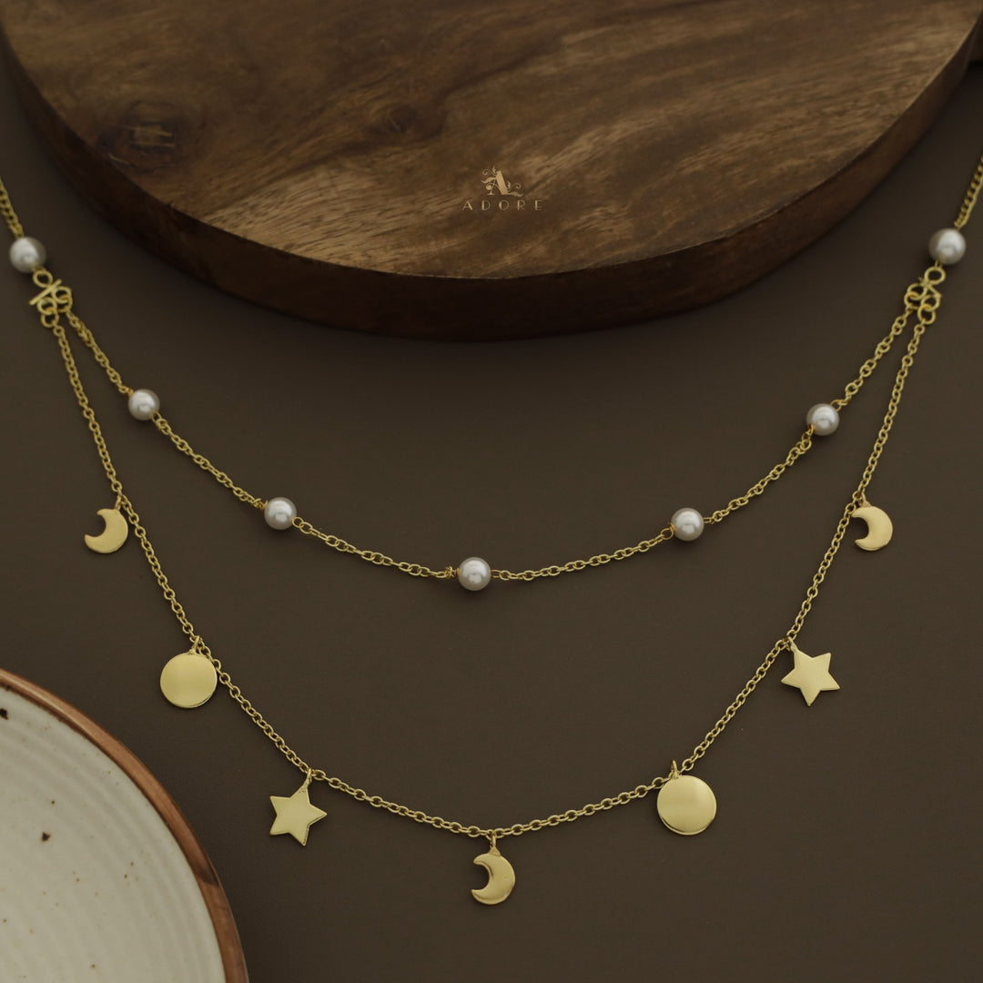 Golden 2 Layer Astral Pearl Neckpiece