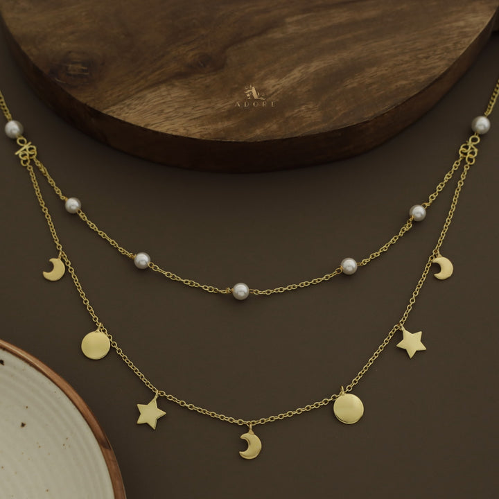 Golden 2 Layer Astral Pearl Neckpiece