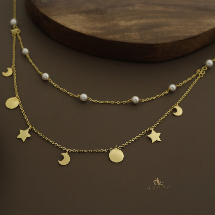 Golden 2 Layer Astral Pearl Neckpiece