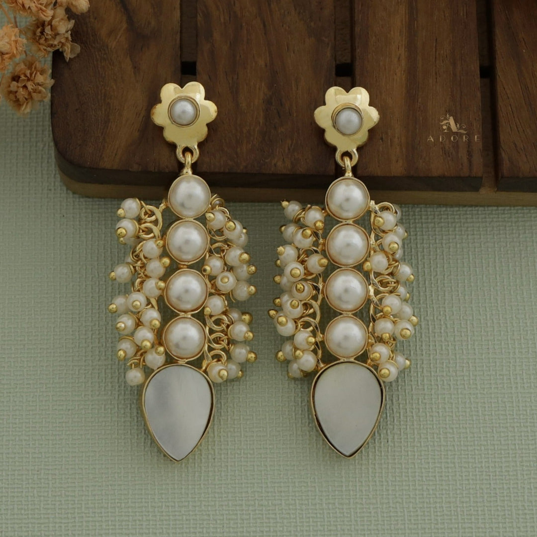 Clustered Pearly MOP Drop Earring