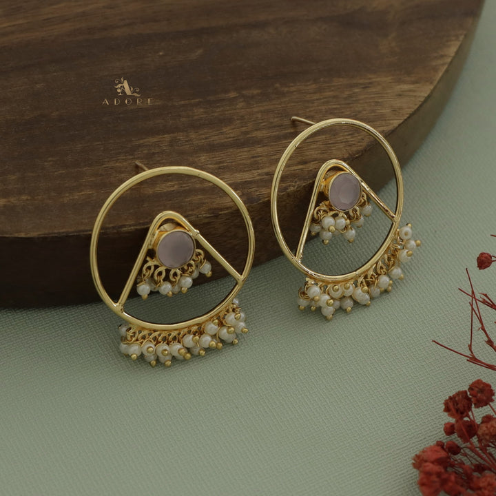 Lizandra Glossy Hoop Cluster Pearl  Earring