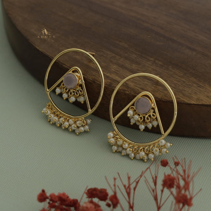 Lizandra Glossy Hoop Cluster Pearl  Earring