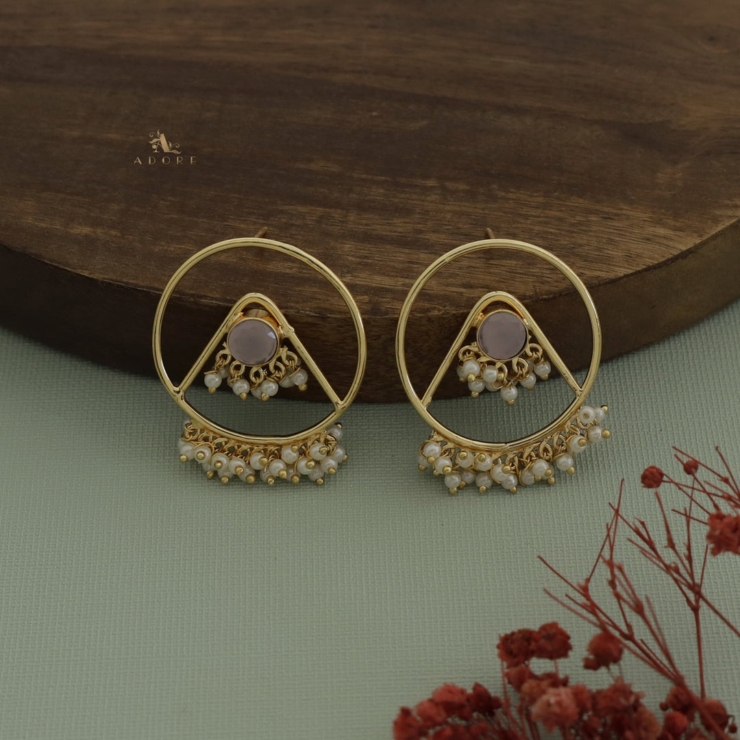 Lizandra Glossy Hoop Cluster Pearl  Earring