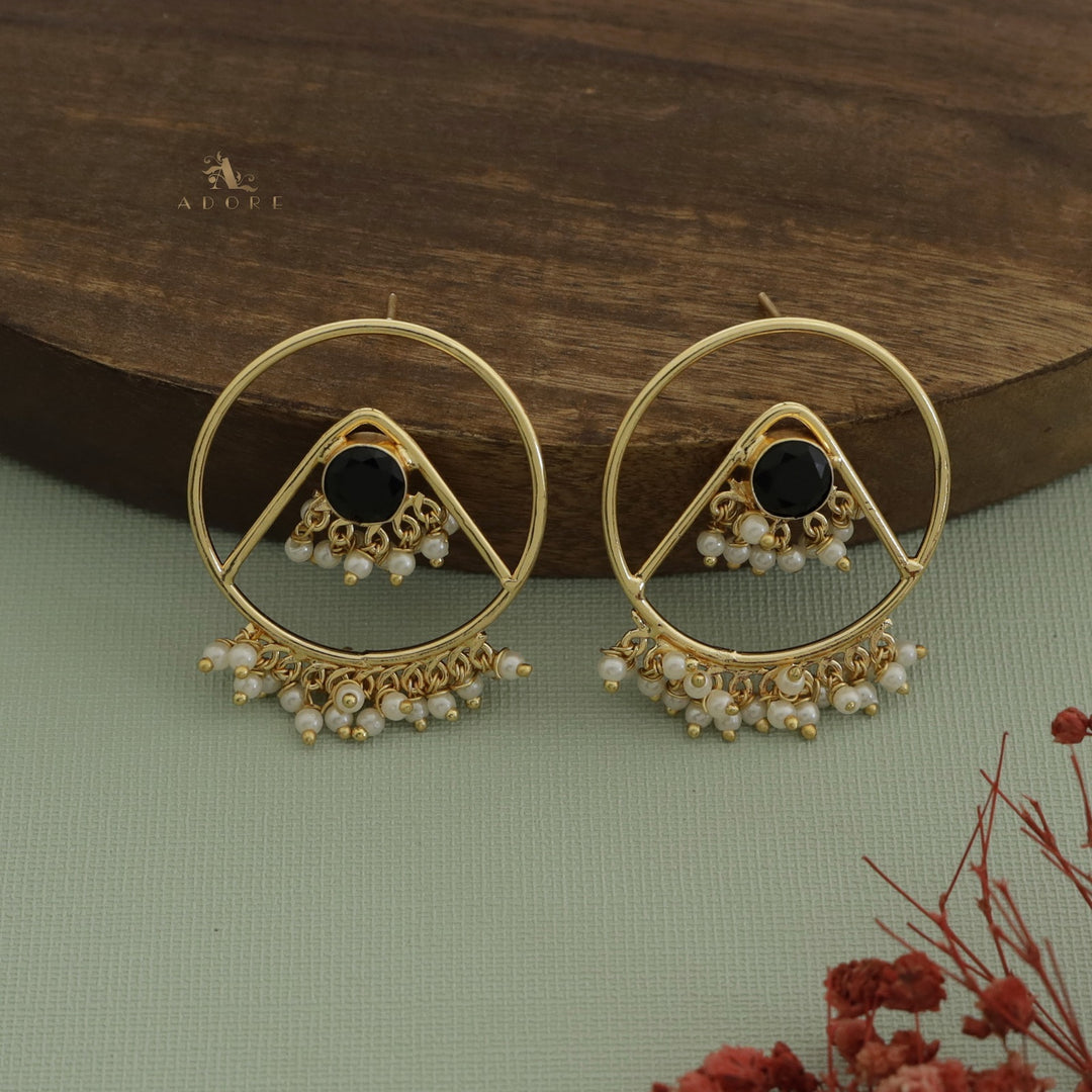 Lizandra Glossy Hoop Cluster Pearl  Earring