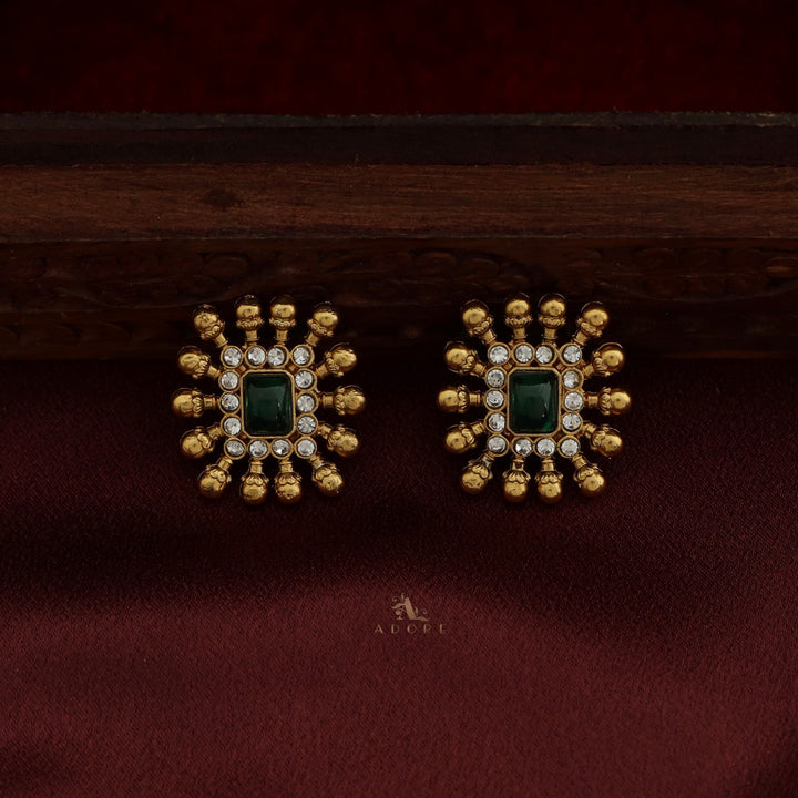 Chathurmukhi 3 Layer Golden Ball Choker With Earring