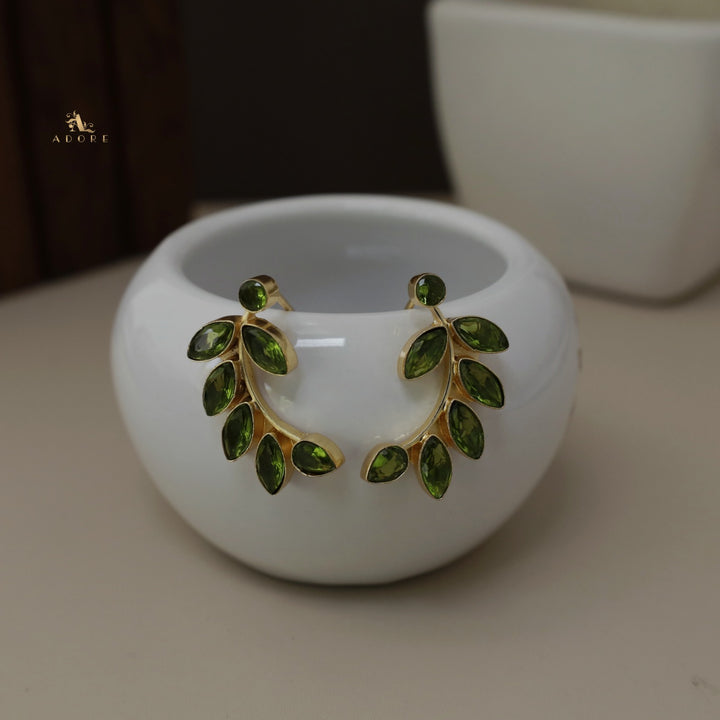 Glossy Olive Leafy Earring