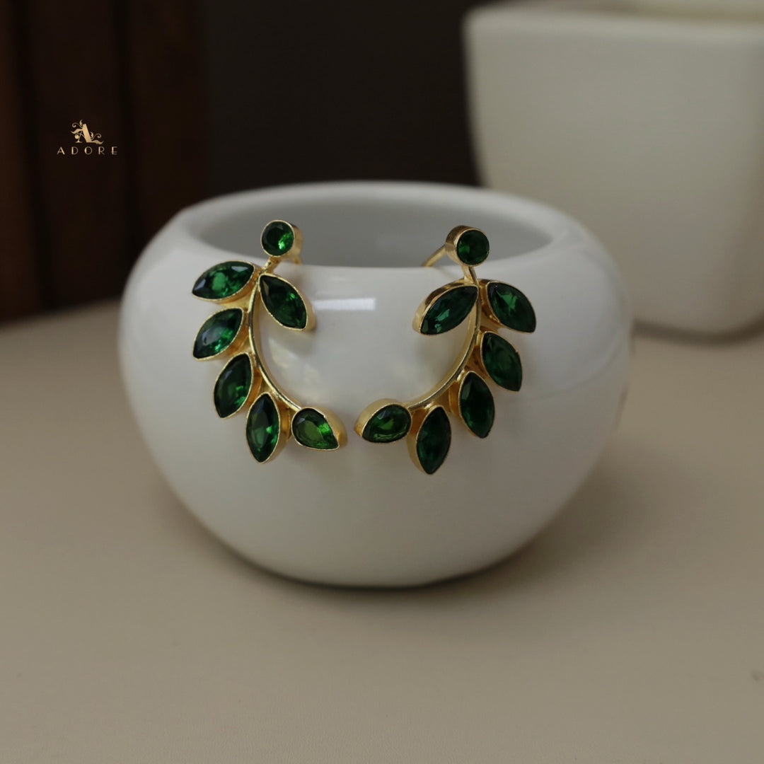 Glossy Olive Leafy Earring