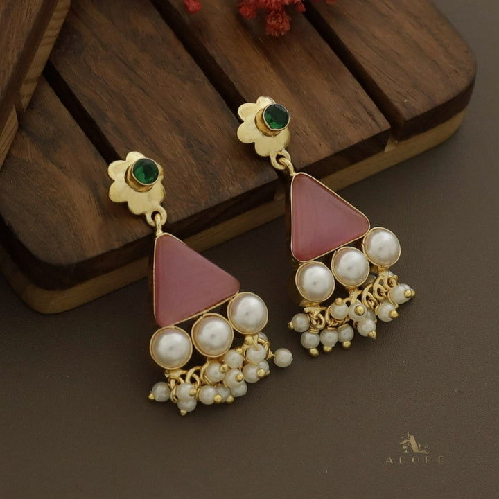 Viana Flower Triangle Pearl  Earring