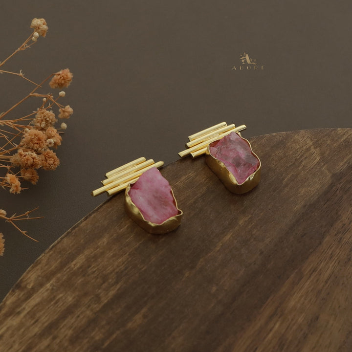 Sticky Lines Dyed Stone Earring