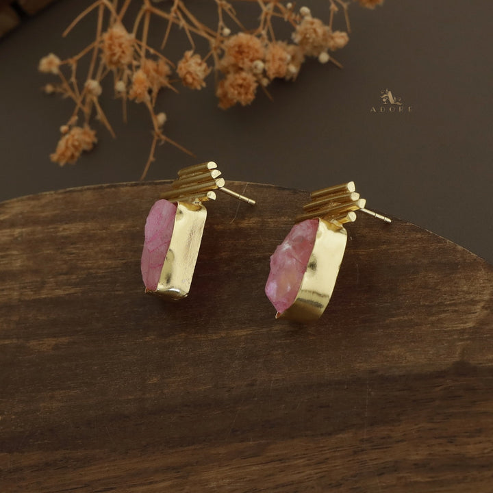 Sticky Lines Dyed Stone Earring