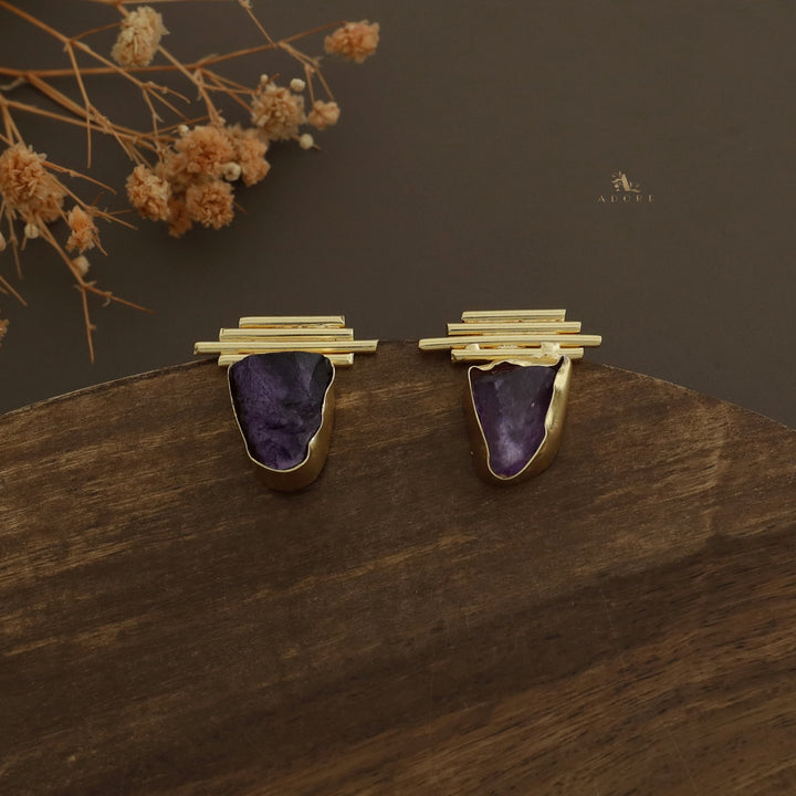 Sticky Lines Dyed Stone Earring