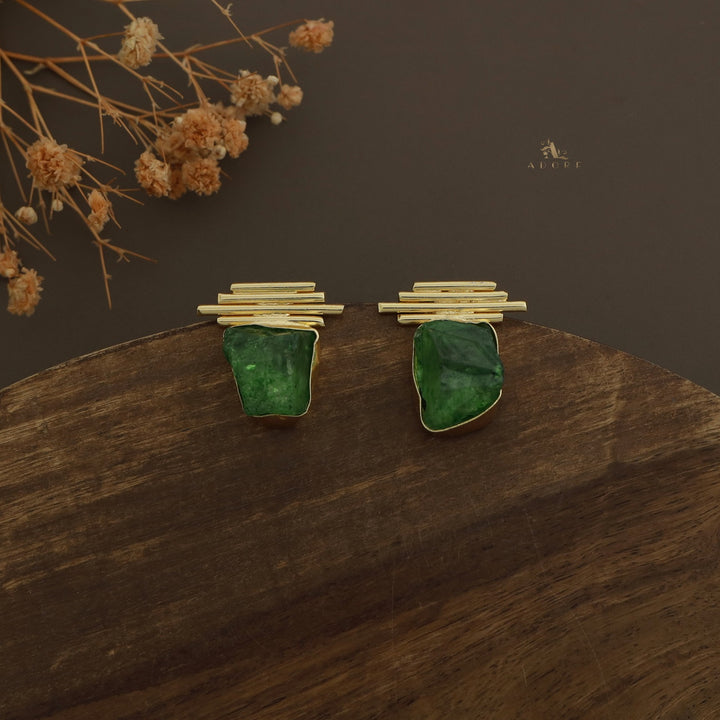 Sticky Lines Dyed Stone Earring