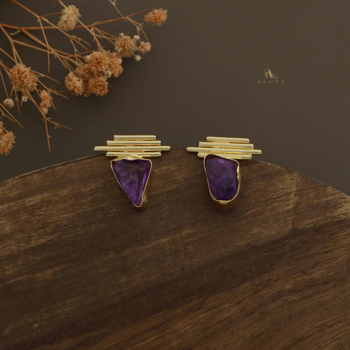 Sticky Lines Dyed Stone Earring