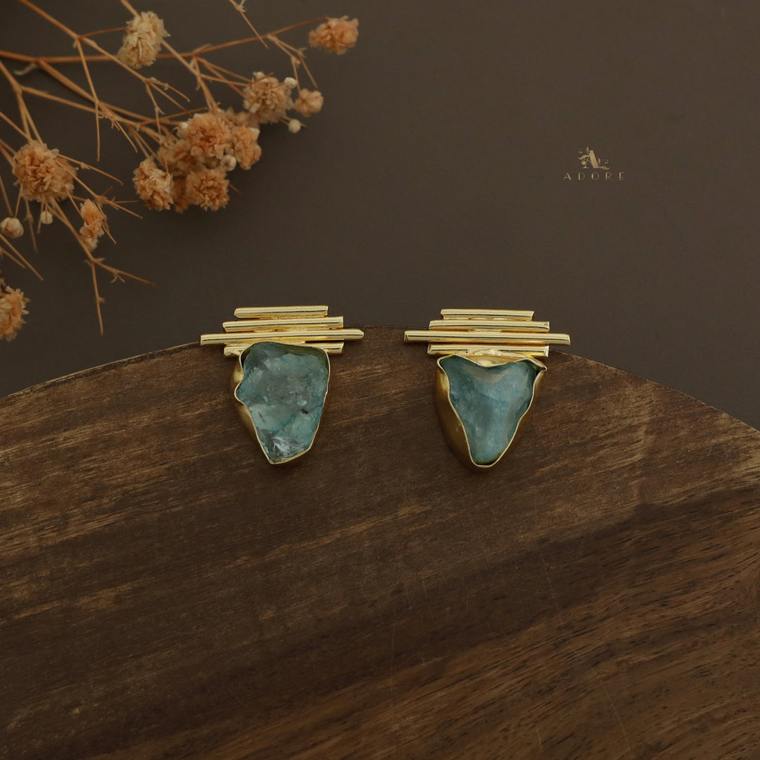Sticky Lines Dyed Stone Earring