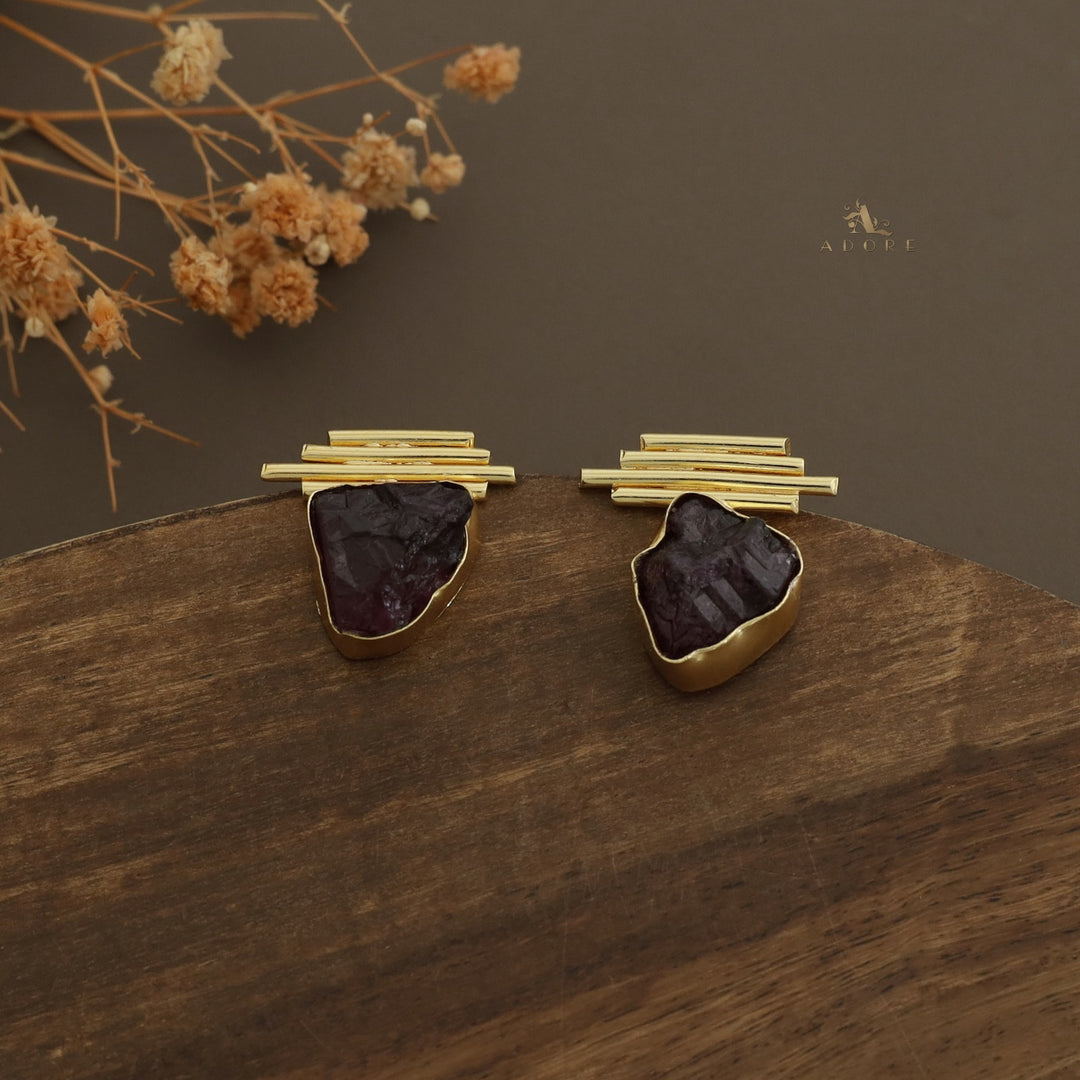 Sticky Lines Dyed Stone Earring