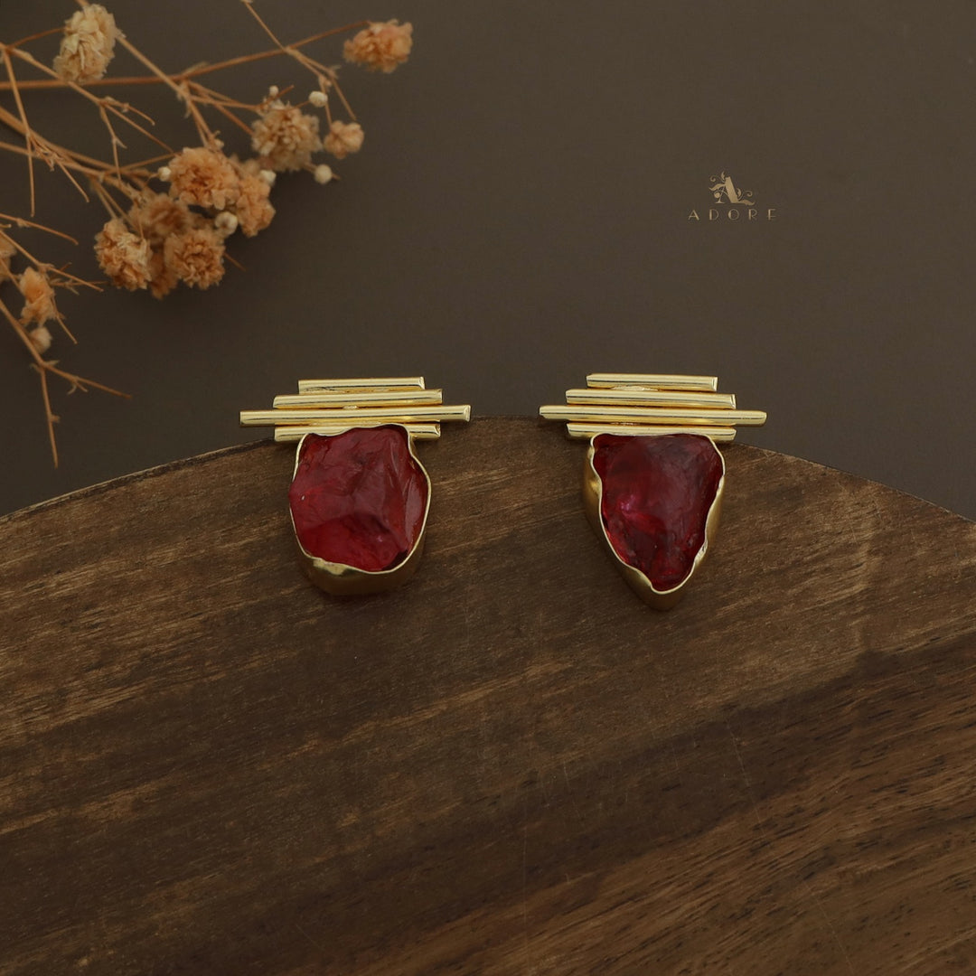 Sticky Lines Dyed Stone Earring