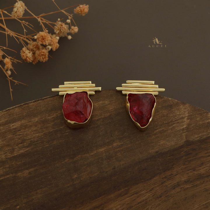 Sticky Lines Dyed Stone Earring