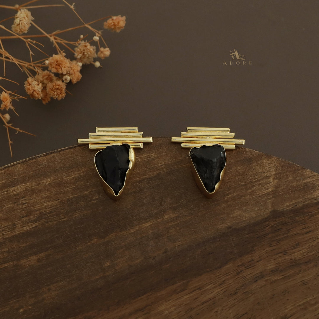 Sticky Lines Dyed Stone Earring