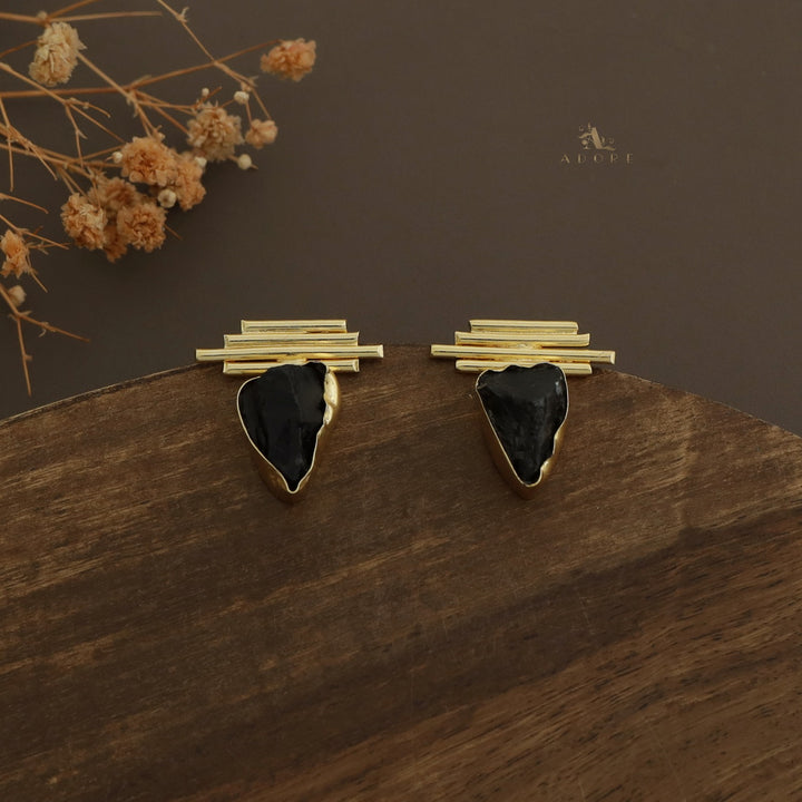 Sticky Lines Dyed Stone Earring