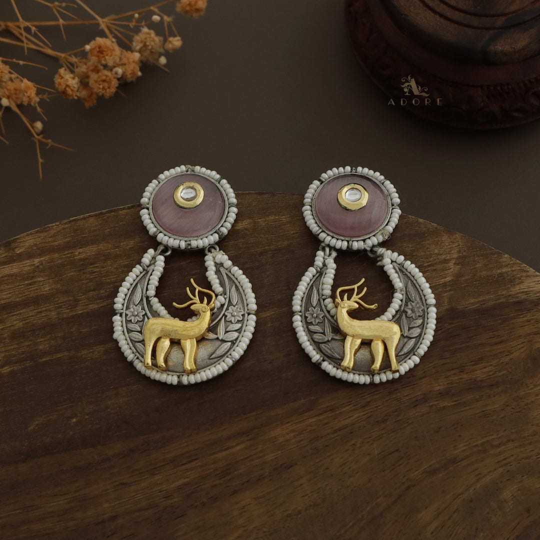 Pearly Crescent Golden Deer Earring