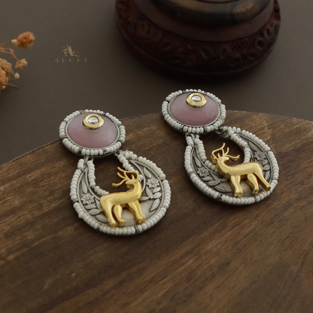 Pearly Crescent Golden Deer Earring