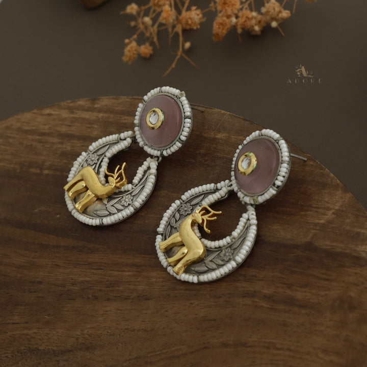 Pearly Crescent Golden Deer Earring