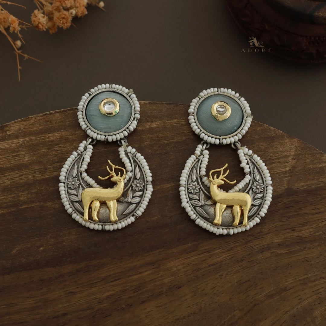 Pearly Crescent Golden Deer Earring