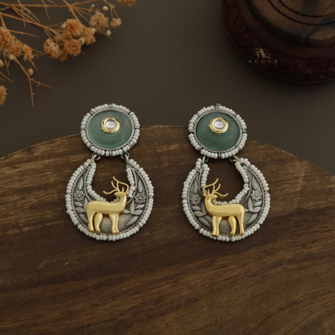 Pearly Crescent Golden Deer Earring
