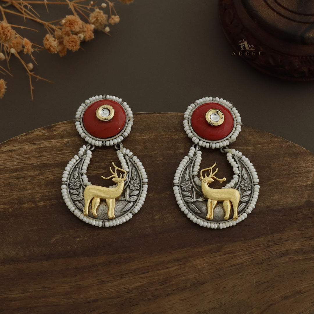 Pearly Crescent Golden Deer Earring