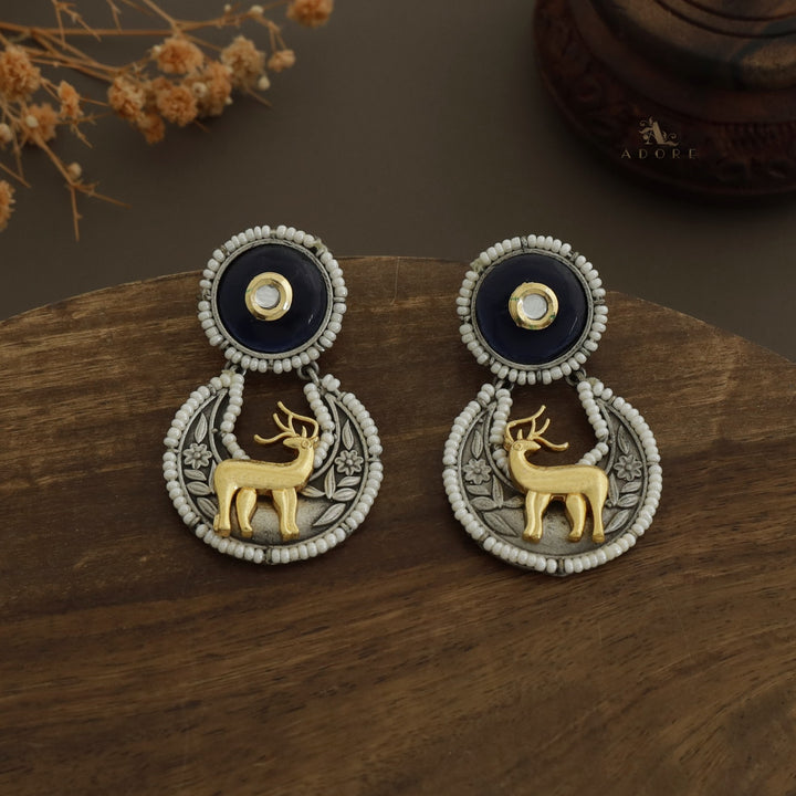 Pearly Crescent Golden Deer Earring