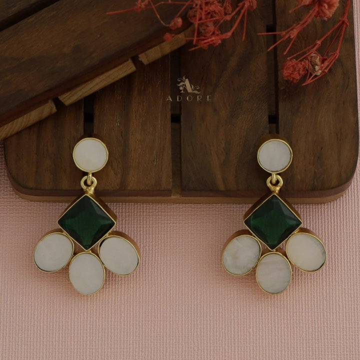 Basila Tri Shape MOP + Glossy  Earring