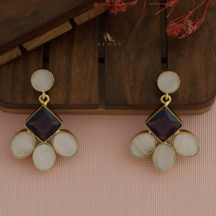 Basila Tri Shape MOP + Glossy  Earring