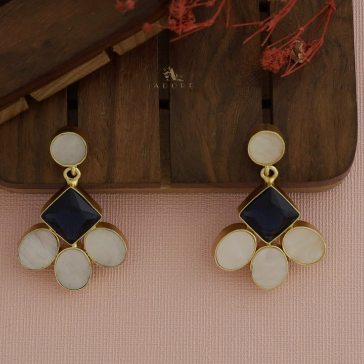 Basila Tri Shape MOP + Glossy  Earring