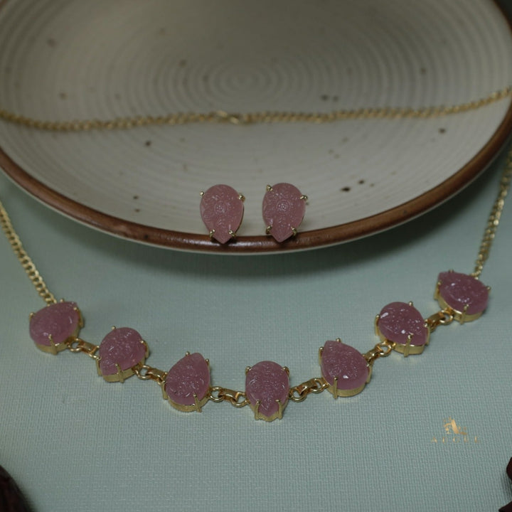 Petrah 7 Carved Drop Choker / Short Neckpiece With Stud