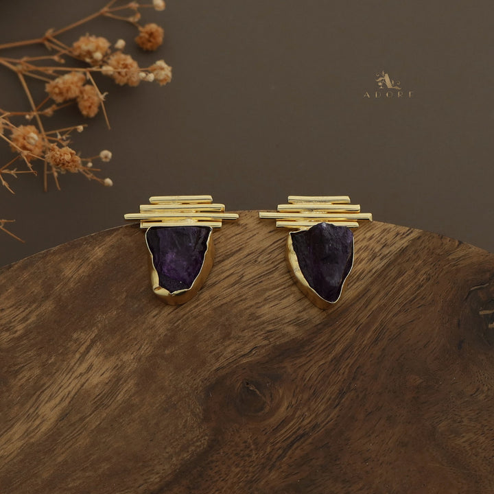 Sticky Lines Dyed Stone Earring