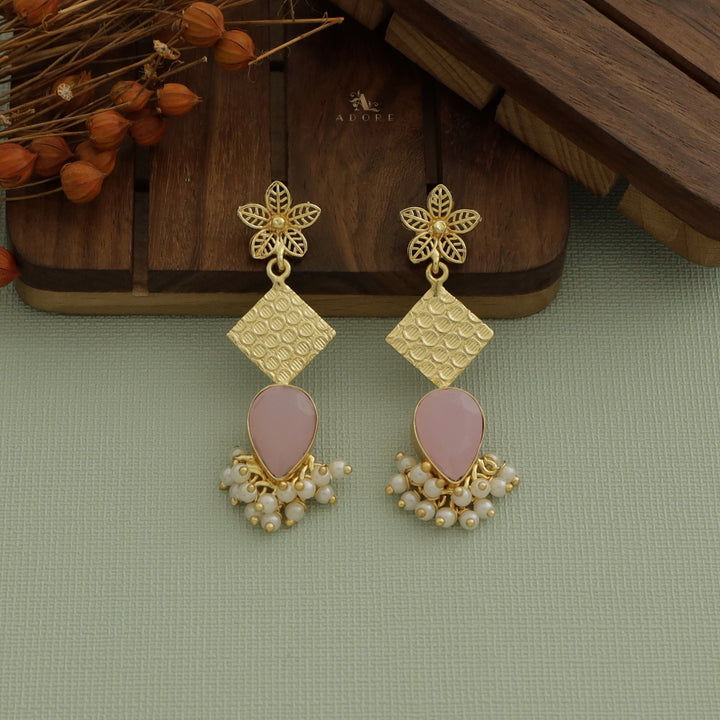 Flora Bubble Diamond Drop Pearl Earring