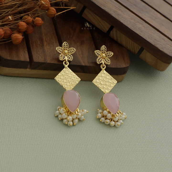 Flora Bubble Diamond Drop Pearl Earring