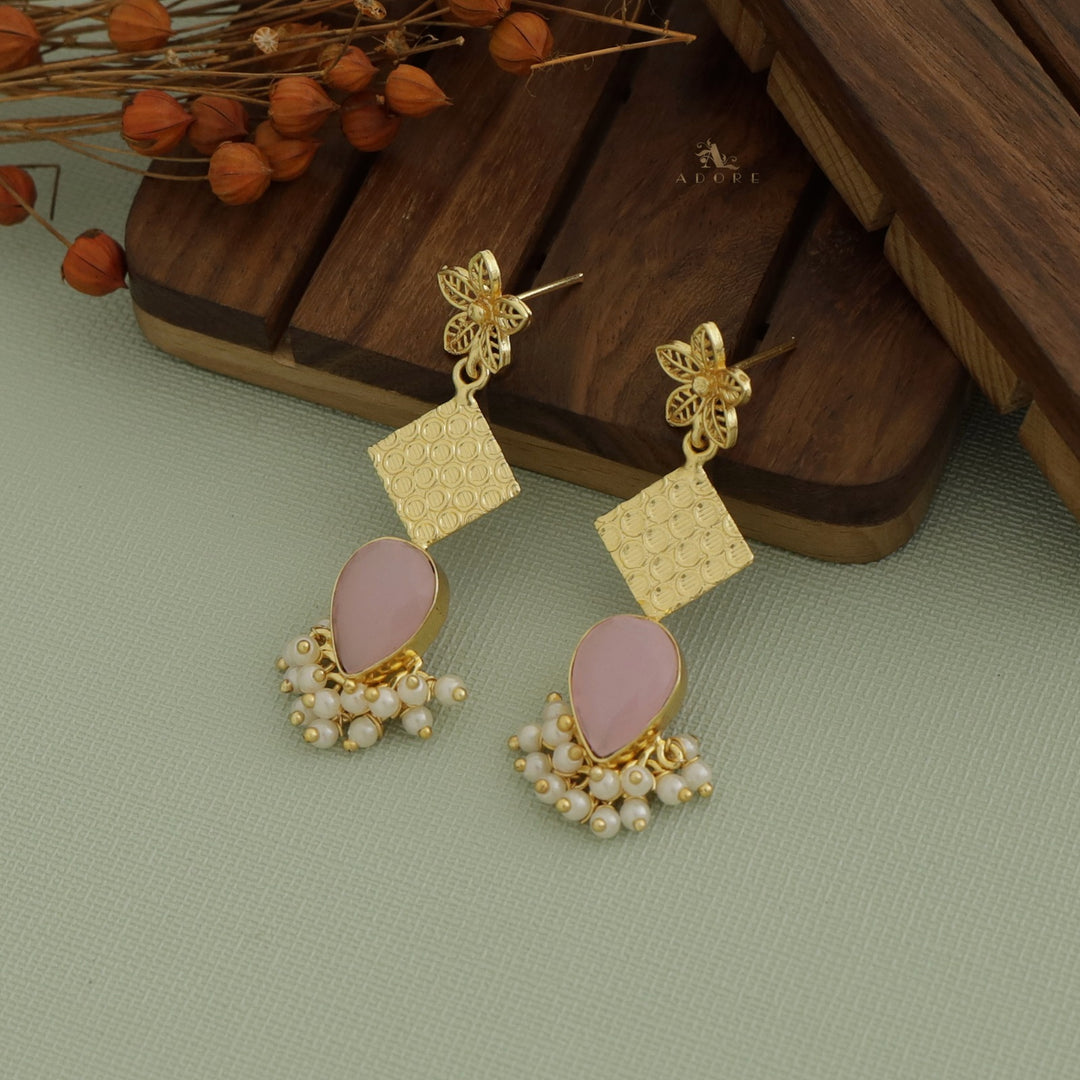 Flora Bubble Diamond Drop Pearl Earring