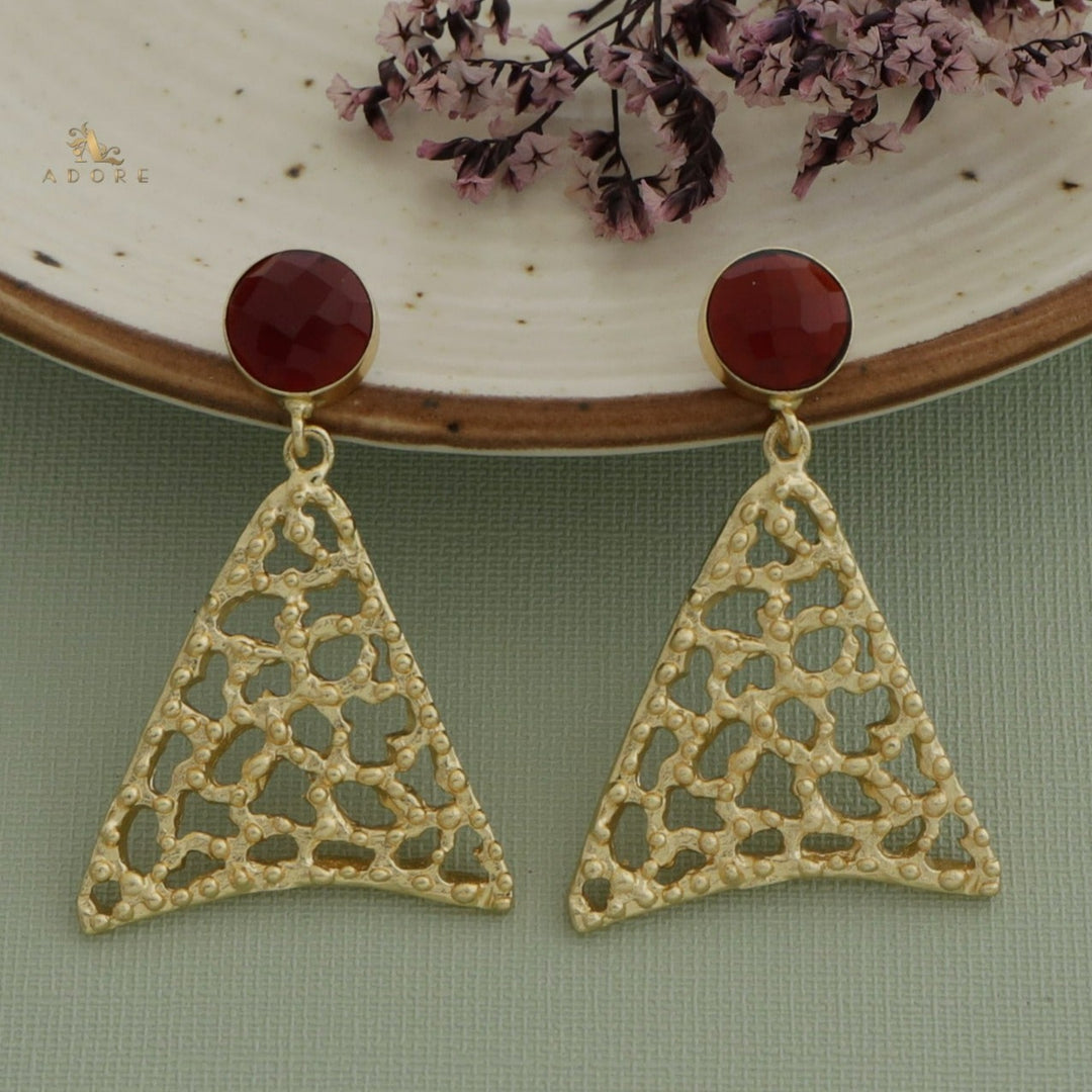 Maveria Round Glossy Triangle Earring