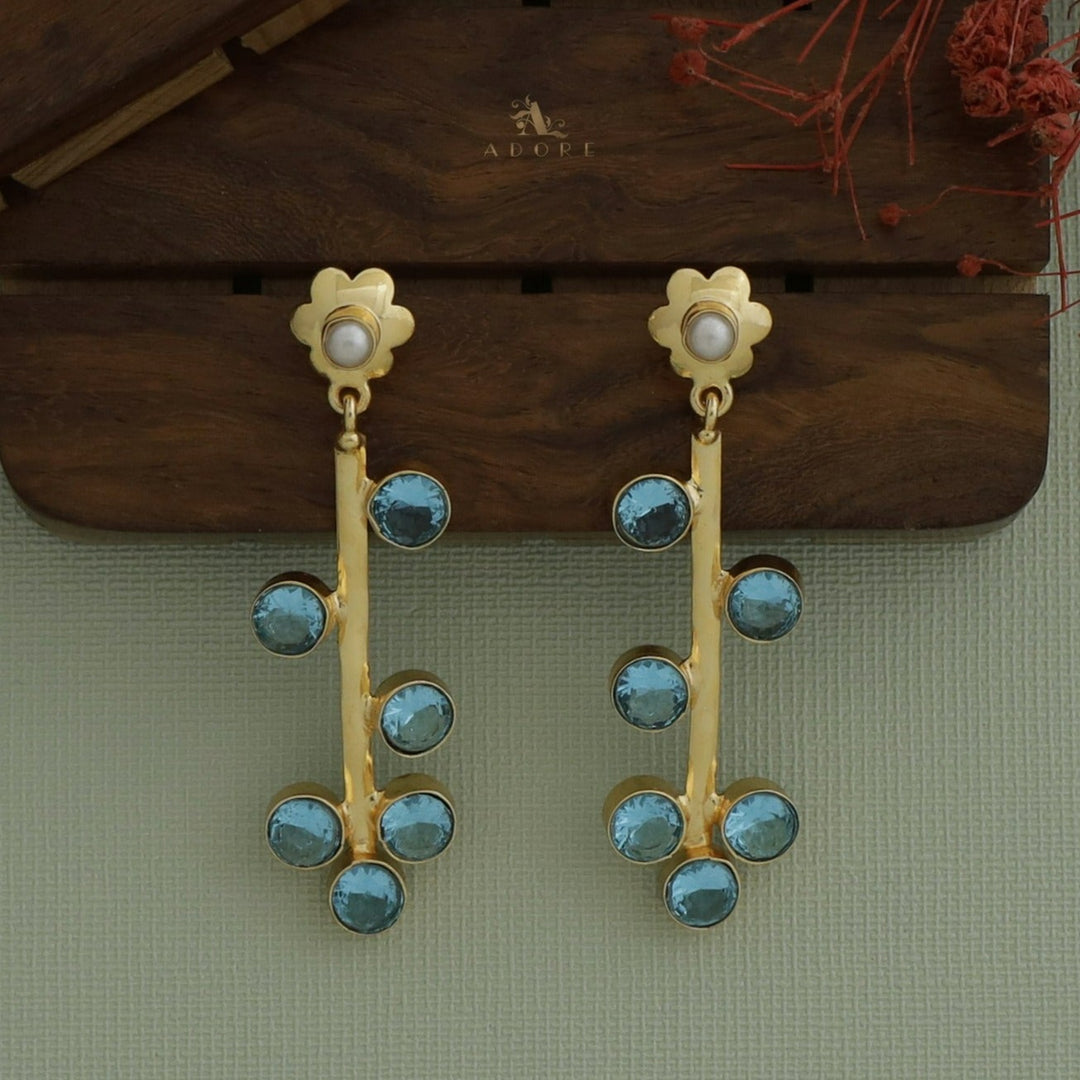 Anora Glossy Flower Stick Pearl Earring