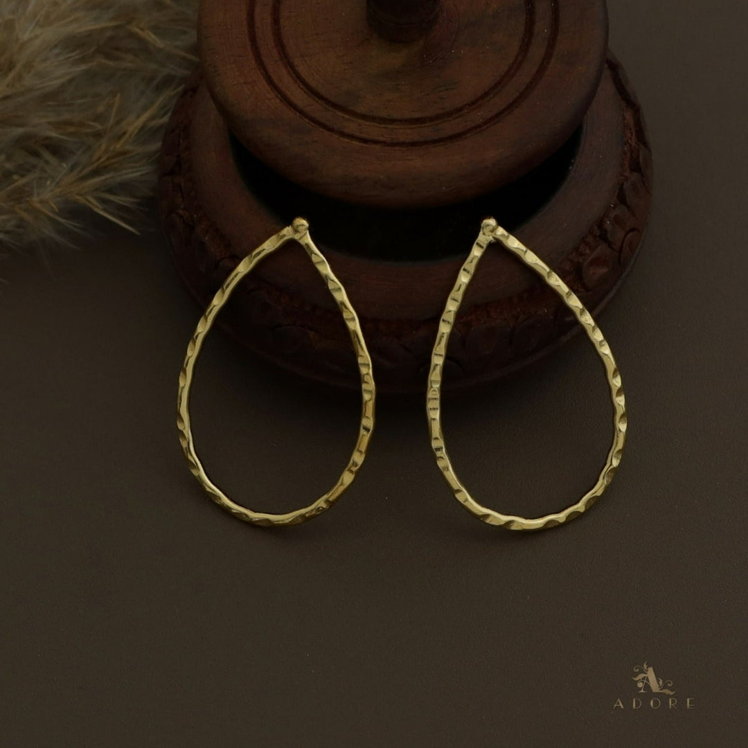 Golden Hammered Drop Earring