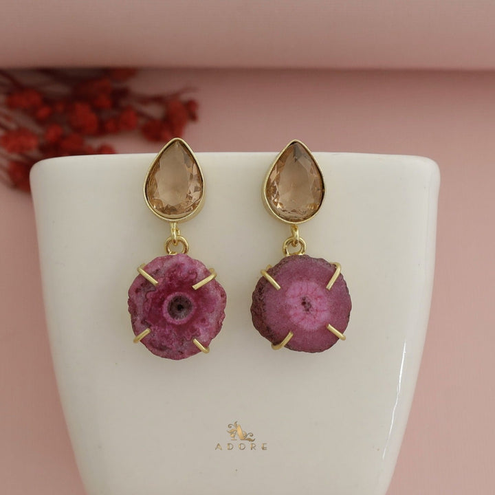 Tena Glossy Drop + Solar Agate Earring