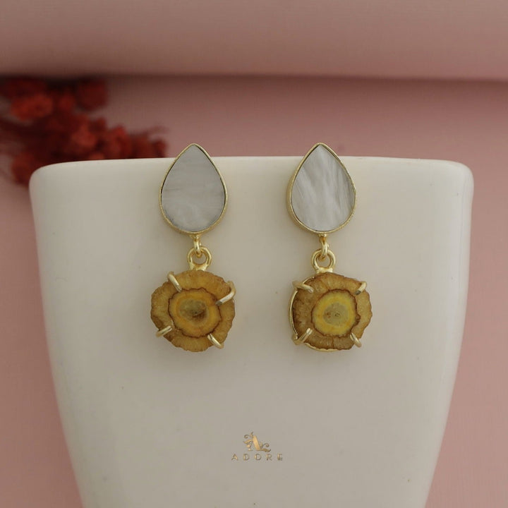 Tena Glossy Drop + Solar Agate Earring