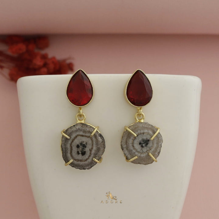 Tena Glossy Drop + Solar Agate Earring